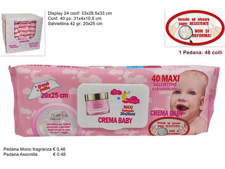 SALVIETTINE DETERGENTI BABY 40PZ 42GR CREMA ART.DEV24019151 SALVIETTINE DETERGENTI BABY 40PZ 42GR CREMA ART.DEV24019151