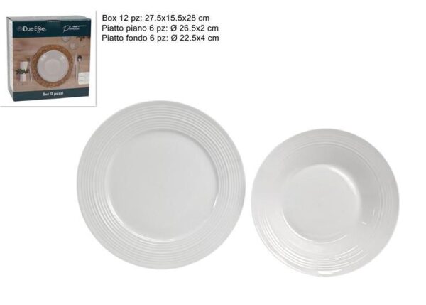 SERVIZIO PIATTI 12PZ PORCELLANA BIANCO A RILIEVO (F. 4.90) ART.DEV25006161