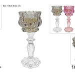 CALICE IN VETRO 22CM CON CANDELA 100GR 3COL ART.DEV25009671