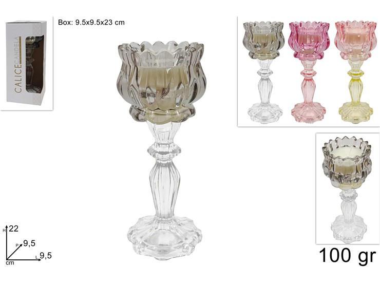 CALICE IN VETRO 22CM CON CANDELA 100GR 3COL ART.DEV25009671 CALICE IN VETRO 22CM CON CANDELA 100GR 3COL ART.DEV25009671