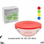 CONTENITORI IN VETRO 5PZ CON TAPPO COL ASS.