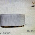PANCA CONTENITORE IN VELLUTO BIANCO E ORO 80X37XH42 CM ART.746170