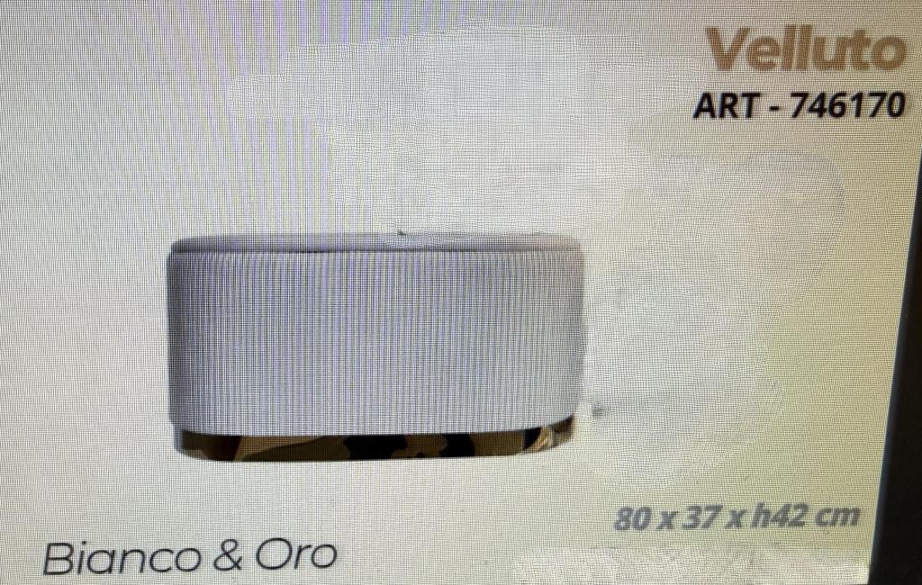 PANCA CONTENITORE IN VELLUTO BIANCO E ORO 80X37XH42 CM ART.746170 PANCA CONTENITORE IN VELLUTO BIANCO E ORO 80X37XH42 CM ART.746170