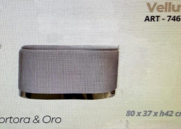 PANCA CONTENITORE IN VELLUTO TORTORA E ORO ART.746187-746224