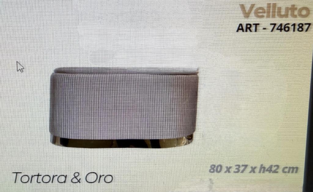 PANCA CONTENITORE IN VELLUTO TORTORA E ORO ART.746187-746224 PANCA CONTENITORE IN VELLUTO TORTORA E ORO ART.746187-746224