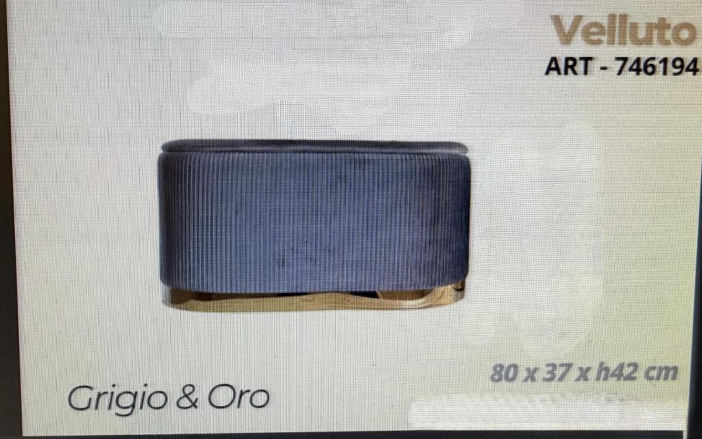 PANCA CONTENITORE IN VELLUTO GRIGIO E OR ART.746194 PANCA CONTENITORE IN VELLUTO GRIGIO E OR ART.746194