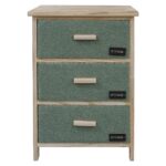 MOBILETTO LEGNO 3 CASSETTI TESSUTO VERDE 40X29X58 ART.120282