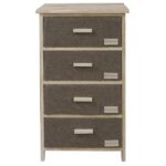 MOBILETTO LEGNO 4 CASSETTI TESSUTO MARRONE 40X29X73 ART.120286