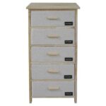 MOBILETTO LEGNO 5 CASSETTI TESSUTO BEIGE 40X29X90 ART.120287