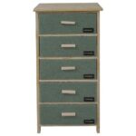 MOBILETTO LEGNO 5 CASSETTI TESSUTO VERDE 40X29X90 ART.120288