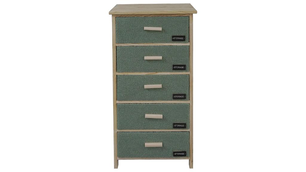 MOBILETTO LEGNO 5 CASSETTI TESSUTO VERDE 40X29X90 ART.120288 MOBILETTO LEGNO 5 CASSETTI TESSUTO VERDE 40X29X90 ART.120288