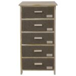 MOBILETTO LEGNO 5 CASSETTI TESSUTO MARRONE 40X29X90 ART.120289