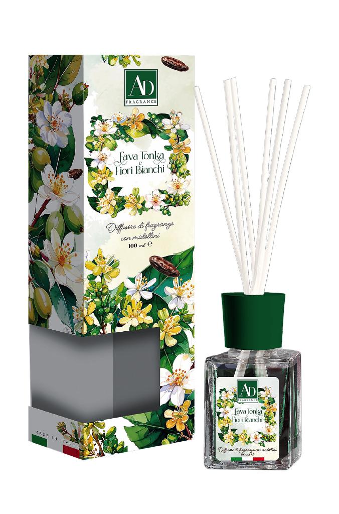 DIFFUSORE DI FRAGRANZE C/MID 100ML FAVA+FIORI BIANCHI ART.121105 DIFFUSORE DI FRAGRANZE C/MID 100ML FAVA+FIORI BIANCHI ART.121105