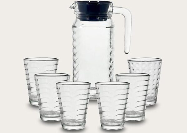 CARAFFA CON 6 BICCHIERI VETRO RADIENCE