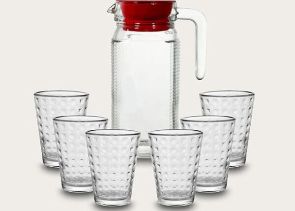 CARAFFA CON 6 BICCHIERI VETRO CLARITY