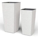 VASO AURORA QUADRO 25X25X46,5 BIANCO ART.177