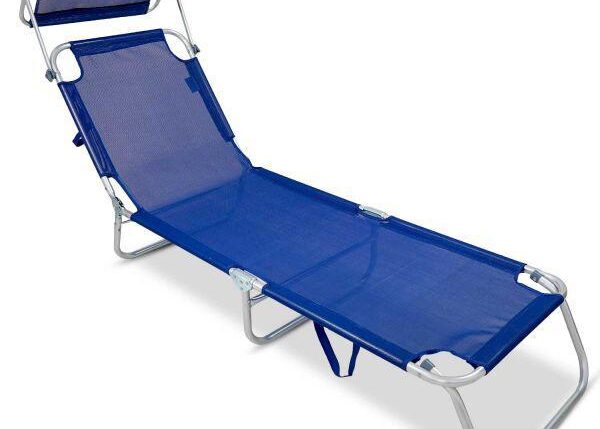 LETTINO PIEGHEVOLE CON PARASOLE 22*1 ALL/TXT 188X55X24 BLU ART.3310608