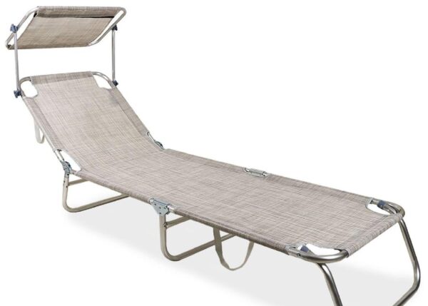 LETTINO PIEGHEVOLE CON PARASOLE 22*1 ALL/TXT 188X55X24 GRIGIO ART.3310609