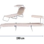 LETTINO PIEGHEVOLE CON PARASOLE 22*1 ALL/TXT 188X55X24 BEIGE ART.3310610