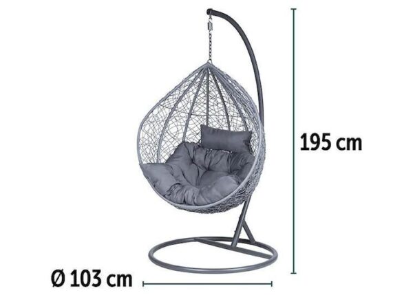 POLTRONA SOSPESA RATTAN C/CUSCINO M.13 GRIGIO ART.6566073