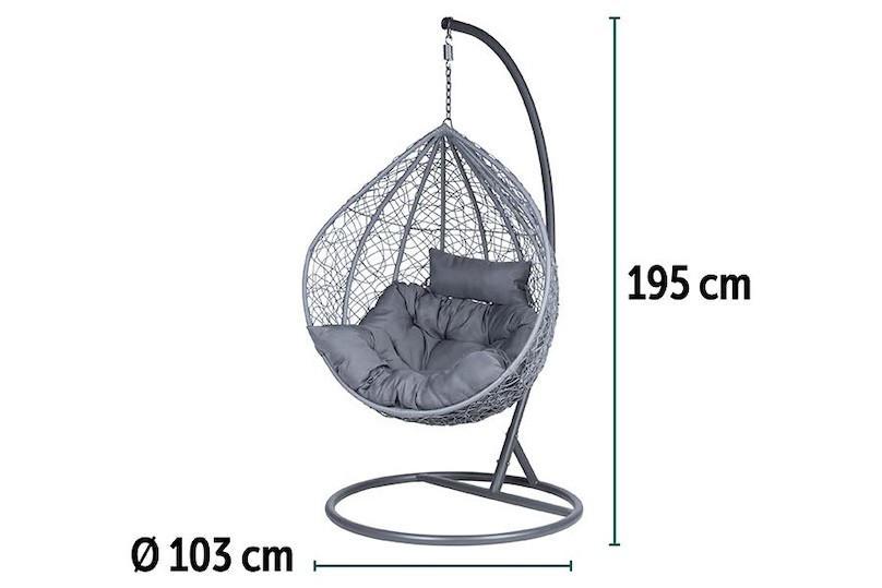 POLTRONA SOSPESA RATTAN C/CUSCINO M.13 GRIGIO ART.6566073 POLTRONA SOSPESA RATTAN C/CUSCINO M.13 GRIGIO ART.6566073