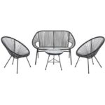 SOFA SET 4PZ 2+1+1+TAV.VETRO M.224 GRIGIO ART.6992105