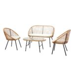 SOFA SET 4PZ 2+1+1+TAV.VETRO M.224 SABBIA ART.6992106