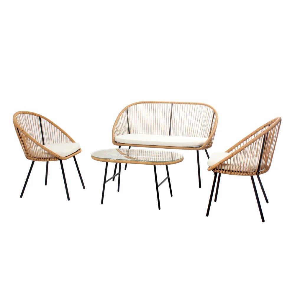 SOFA SET 4PZ 2+1+1+TAV.VETRO M.224 SABBIA ART.6992106 SOFA SET 4PZ 2+1+1+TAV.VETRO M.224 SABBIA ART.6992106