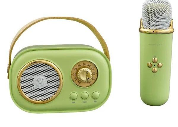 KARAOKE VINTAGE RADIO+MICROFONO VERDE