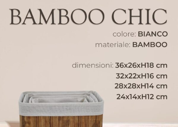 CESTINO CHIC BAMBOO BIANCO 24X14XH12 CM ART.747870