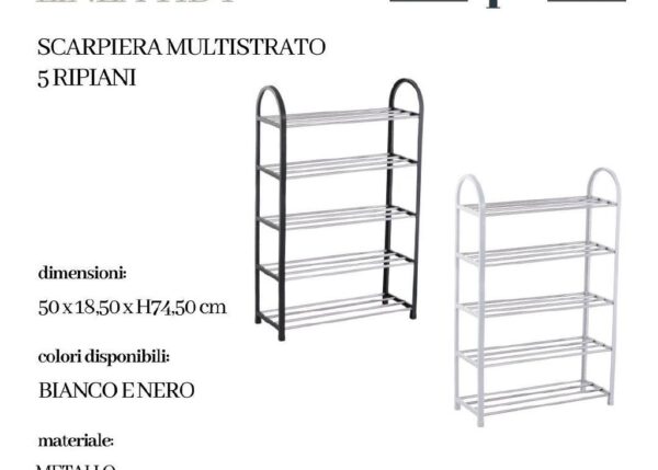 SCARPIERA MULTISTRATO - LINEA TIDY 5 RIPIANI COL. ASS. 50X18,50XH74,50 CM ART.748976