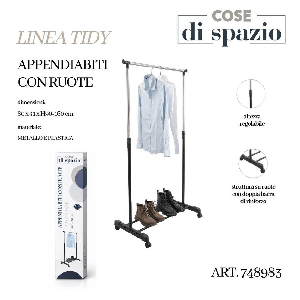 APPENDIABITI CON RUOTE - LINEA TIDY 80X41XH90-160 CM ART.748983 APPENDIABITI CON RUOTE - LINEA TIDY 80X41XH90-160 CM ART.748983