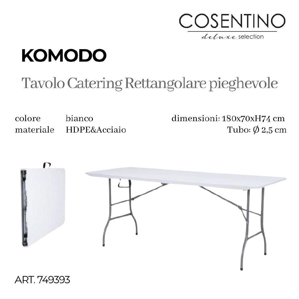 TAVOLO KOMODO CATERING RETTANGOLARE PIEGHEVOLE BIANCO 180X70X74 CM ART.749393 TAVOLO KOMODO CATERING RETTANGOLARE PIEGHEVOLE BIANCO 180X70X74 CM ART.749393
