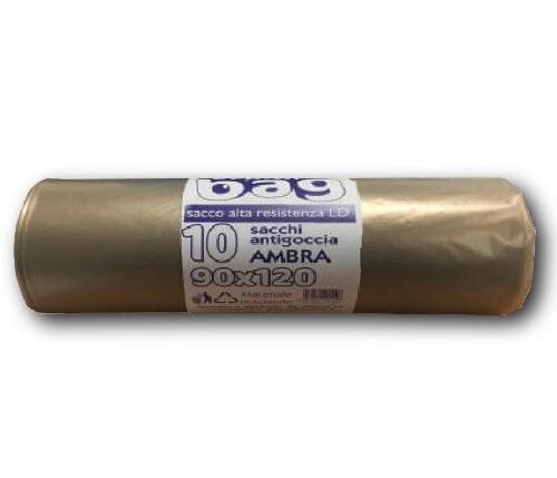 SACCO PATTUMIERA LDPE AMBRA 90X120 ROTOLO 10 PZ