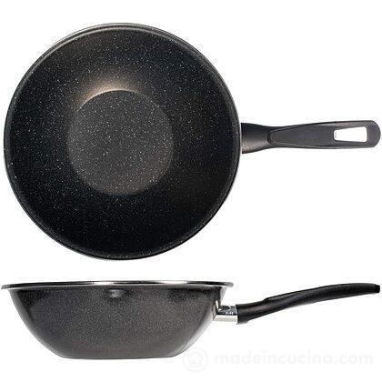 PADELLA WOK K2 28CM ACCIAIO SMALTATO ANTIADERENTE NERO EFFETTO PIETRA PADELLA WOK K2 28CM ACCIAIO SMALTATO ANTIADERENTE NERO EFFETTO PIETRA