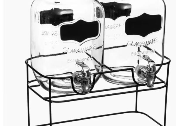 SET 2 DISPENSER 145864 4LT VETRO CON SUPPORTO METALLO
