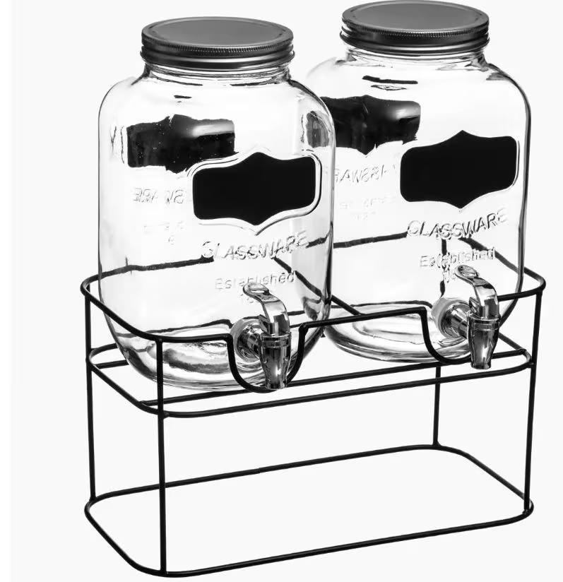 SET 2 DISPENSER 145864 4LT VETRO CON SUPPORTO METALLO SET 2 DISPENSER 145864 4LT VETRO CON SUPPORTO METALLO