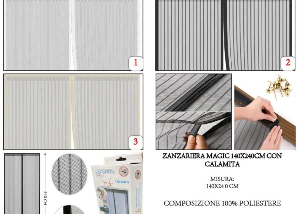 ZANZARIERA MAGICA 140X240CM CON CALAMITA ART.MGT153