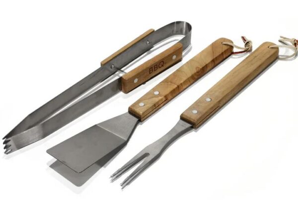 SET 3 PZ BARBECUE BBQ MANICO LEGNO ART.727303