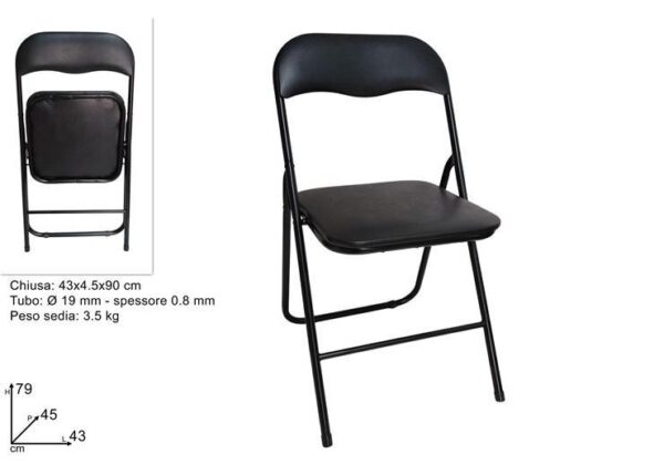 SEDIA IMBOTTITA LUX NERA TUBO NERO ART.DEV18007291