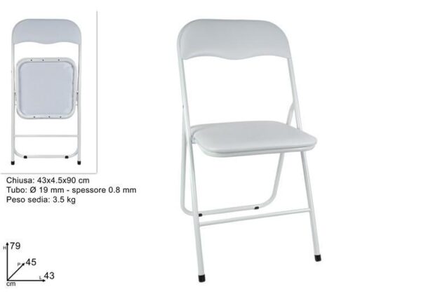 SEDIA IMBOTTITA LUX BIANCA TUBO BIANCO ART.DEV18007321