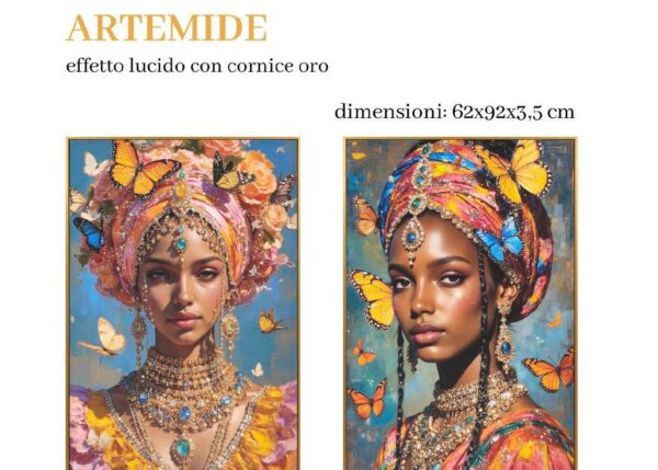 QUADRO ARTEMIDE EFFETTO LUCIDO CON CORNICE ORO 62X92X3,5CM ASS. ART.749713