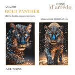 QUADRO GOLD PANTHER EFFETTO LUCIDO CON CORNICE ORO 92X122X4,5CM ASS. ART.749768