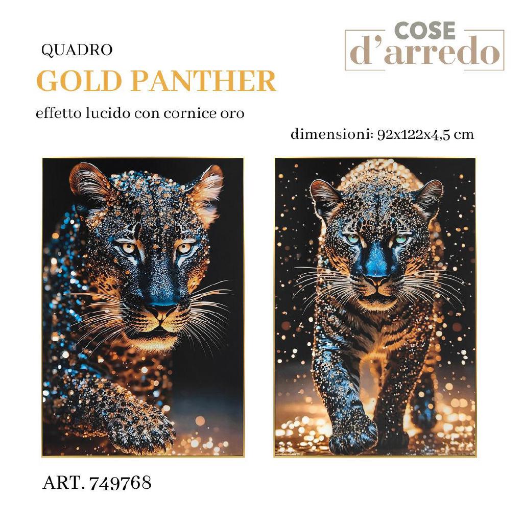 QUADRO GOLD PANTHER EFFETTO LUCIDO CON CORNICE ORO 92X122X4,5CM ASS. ART.749768 QUADRO GOLD PANTHER EFFETTO LUCIDO CON CORNICE ORO 92X122X4,5CM ASS. ART.749768