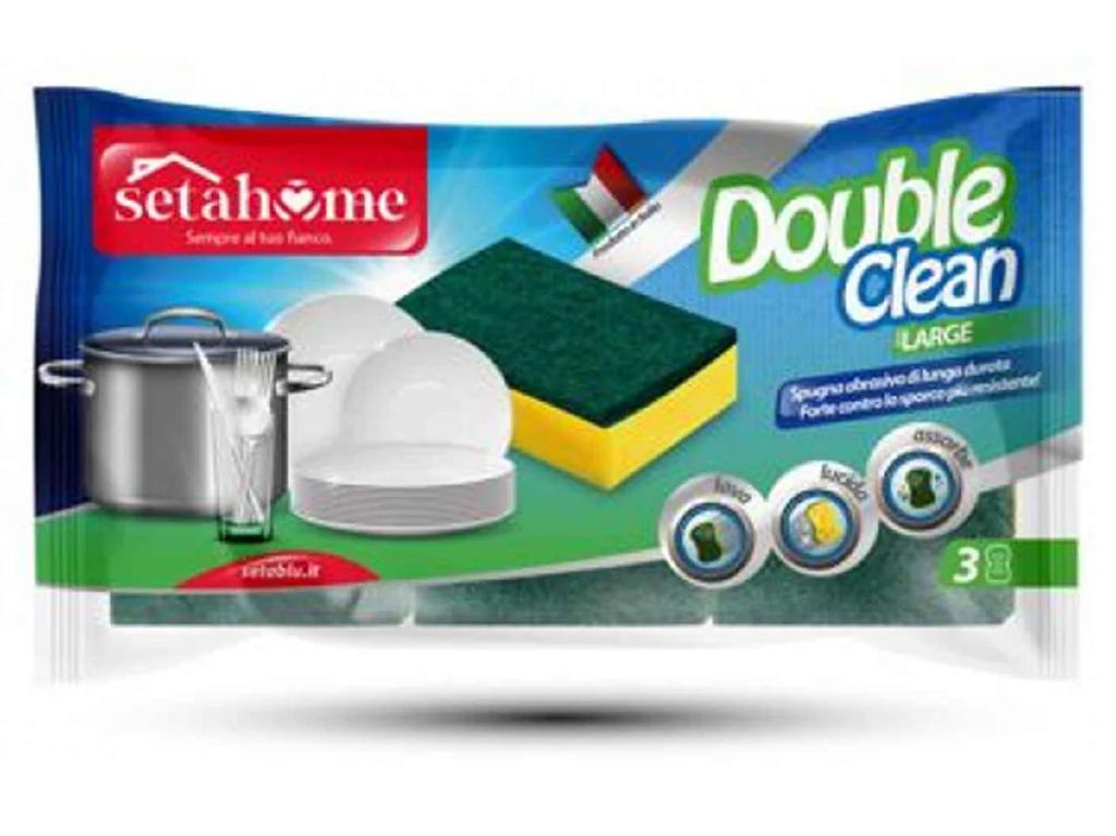 SETABLU SPUGNA DOUBLE CLEAN 3PZ LARGE 8X13CM SETABLU SPUGNA DOUBLE CLEAN 3PZ LARGE 8X13CM