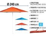 OMBRELLONE SPIAGGIA PALO CENTRALE 240 D. 32/32 160G POLY. TU 4AS ART.6699029
