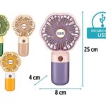 VENTILATORE PORTATILE RICARICABILE USB 8X4X25CM DD8155H 4COL ART.39652431
