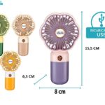 VENTILATORE PORTATILE RICARICABILE USB 8X6.5X15.5CM DD8155B 4COL ART.39652433