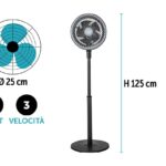 VENTILATORE PIANTANA 25CM 75W NERO ART.7060009