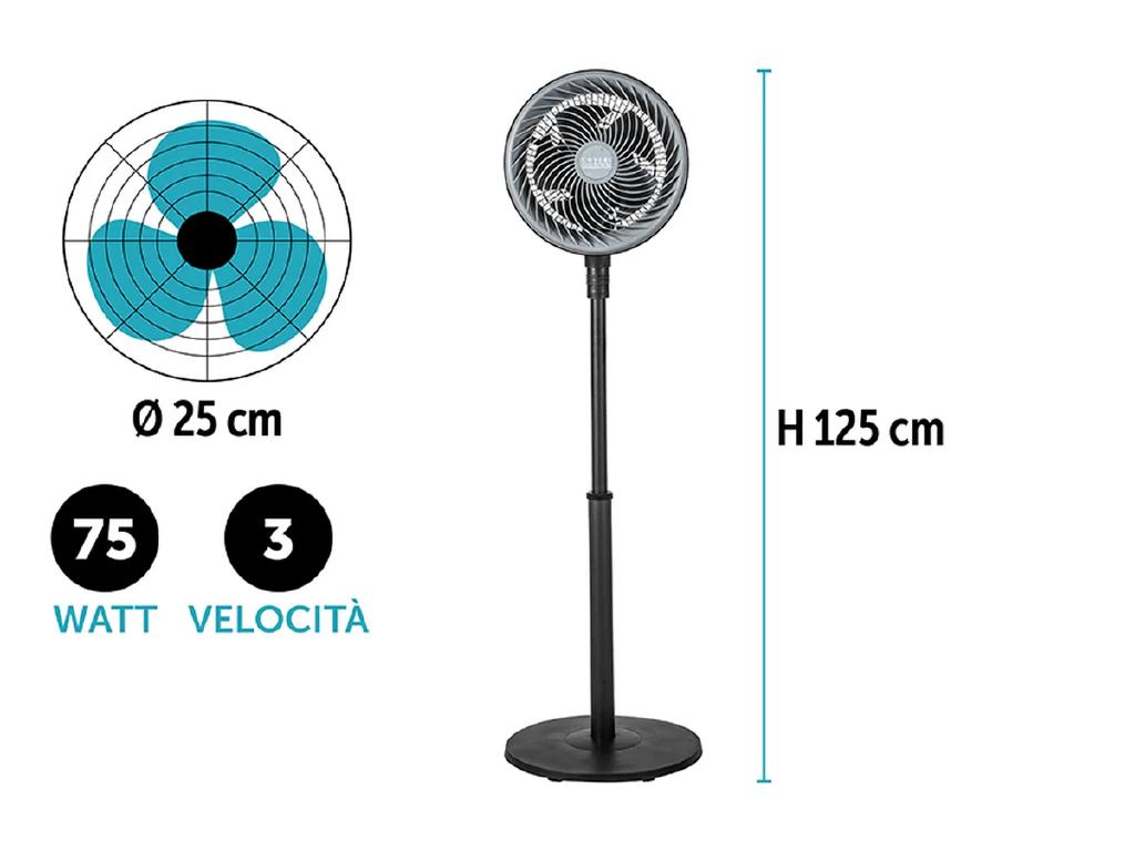 VENTILATORE PIANTANA 25CM 75W NERO ART.7060009 VENTILATORE PIANTANA 25CM 75W NERO ART.7060009